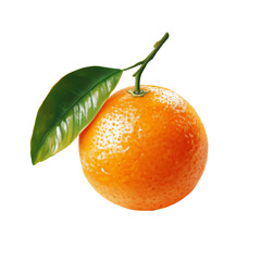 Fresh tangerine with green leaf on a bright transparent background, showcasing its vibrant color and natural beauty, Tangerine or clementine on transparent background