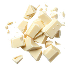 pieces of white chocolate isolated on white transparent background