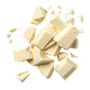 pieces of white chocolate isolated on white transparent background
