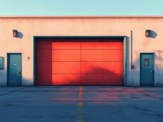 Minimalist Garage Door Panel Illustration Clean Lines Soft Colors Flat Design