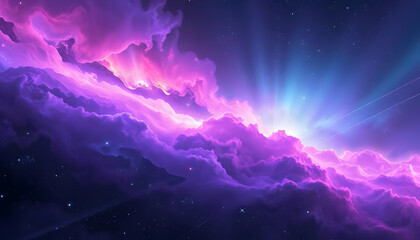 A Serene Cosmic Landscape: A Mesmerizing Palette of Purple and Blue Hues in the Night Sky