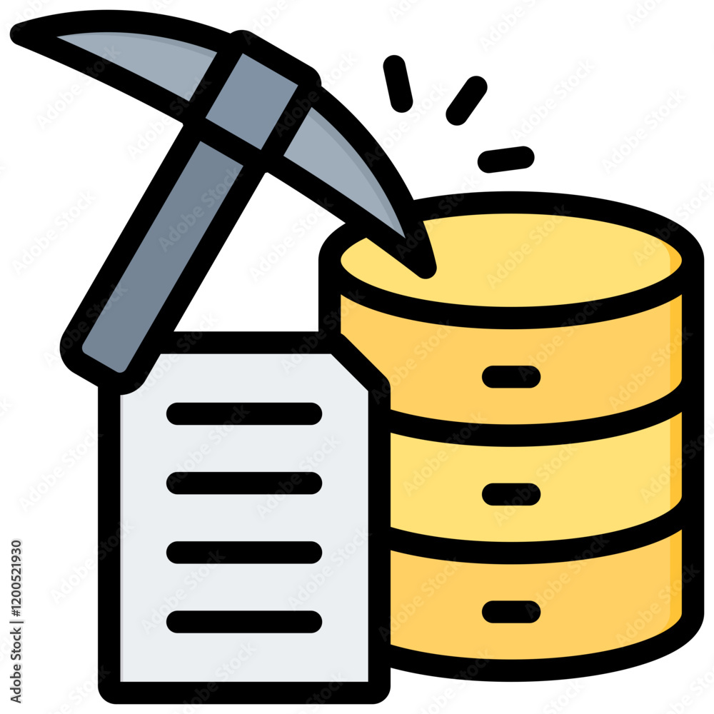 Poster Data Mining Outline Color Icon