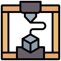 Obraz premium 3D Printing Outline Color Icon