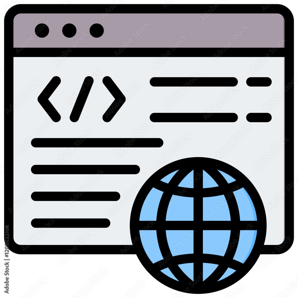 Aufkleber web development outline color icon