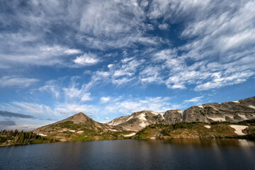 Sugarloaf rises above Lewis Lake; Snowy Range; Wyoming
