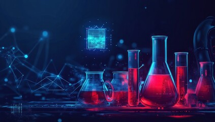 Neon Chemistry Lab With Glowing Flasks