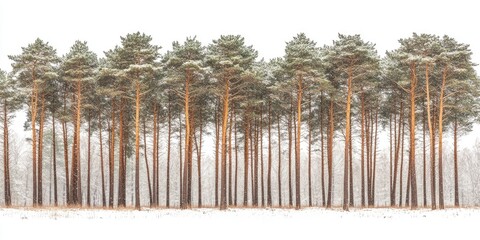 Obraz premium Snowy pine forest winter landscape, nature background, postcard