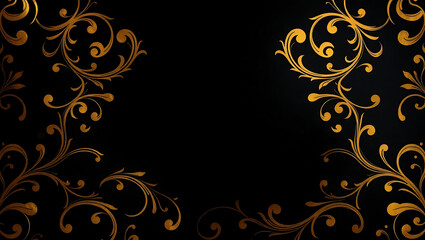 Golden floral flourishes on a dark background create a luxurious pattern