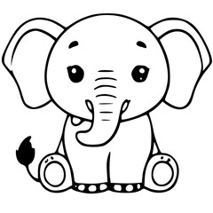 Obraz premium Cartoon of Elephant, Black & White