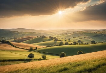 Obraz premium Soft, Diffused Light Over a Vast Open Field