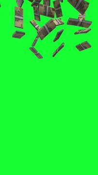 Vertical Zimbabwean Dollar Banknotes Falling Animation on White Screen