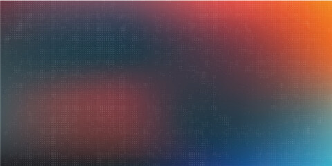 Dark blue-green with the addition of orange-purple shades grainy gradient background, blurred color wave pattern with noise texture, wide banner size.