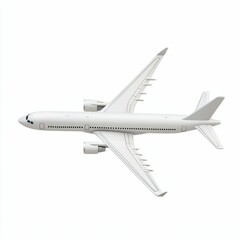 white airplane in flight against a plain background, symbolizing aviation, travel, modern transportation, freedom, and global connectivity.