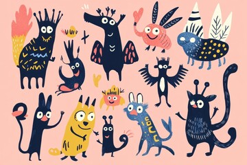 A Collection Of Whimsical Imaginary Creatures Illustrated