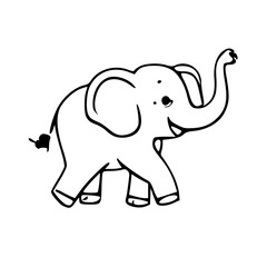 Obraz premium Cartoon of Elephant, Black & White