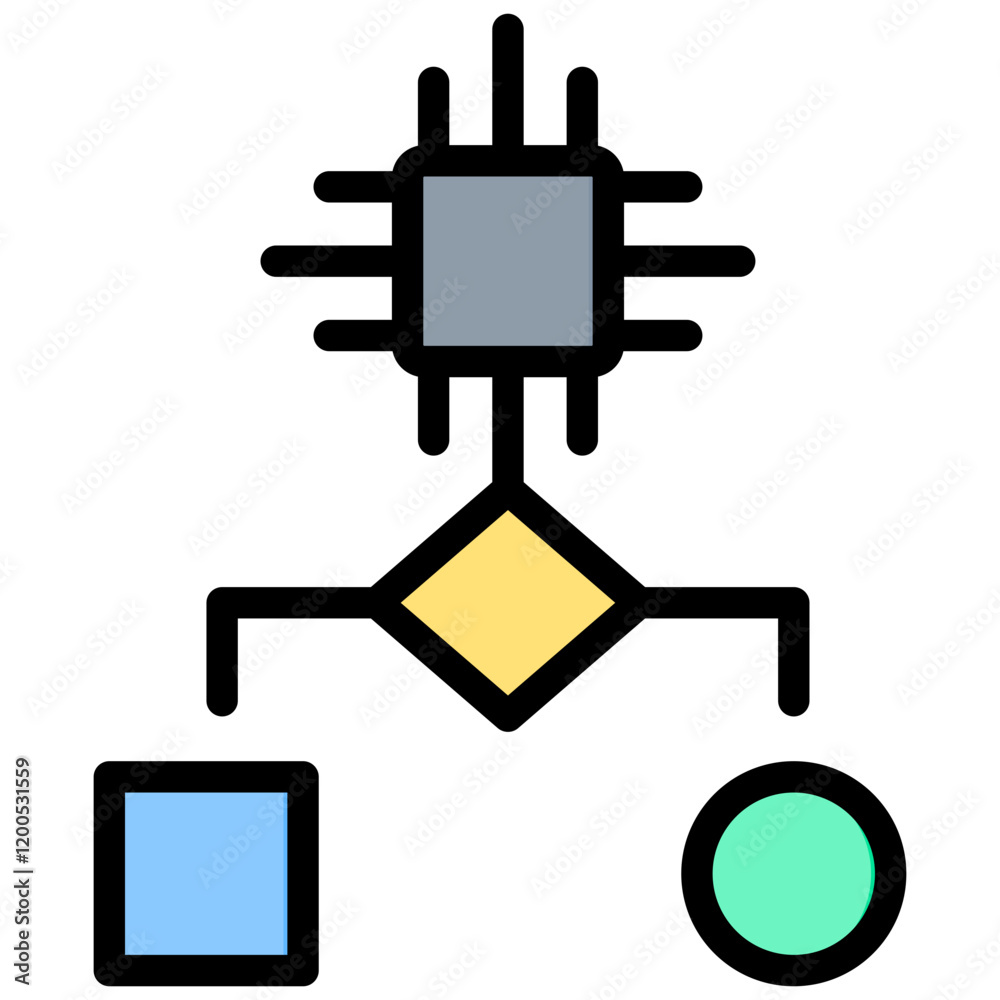 Poster Algorithm Outline Color Icon