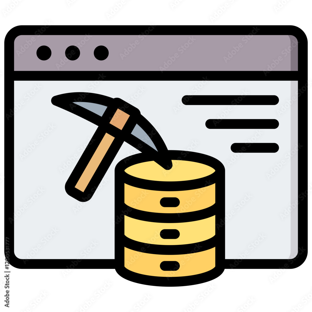 Poster data mining outline color icon