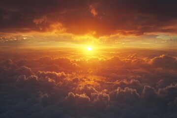 Fototapeta premium A creative depiction of a sunrise breaking through clouds, symbolizing hope and new beginnings