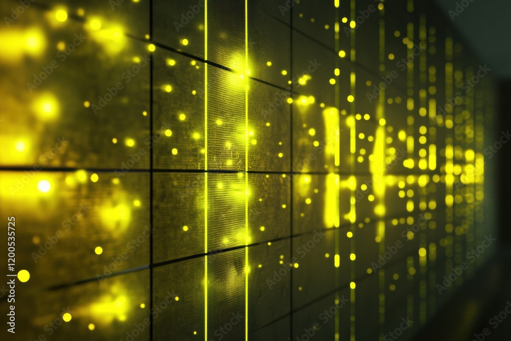 Poster Strong glowing wall effectively deflects viruses in a high tech environment. Generative AI