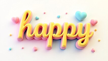 3d happy word