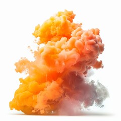 A colorful smoke burst, tangerine and peach
