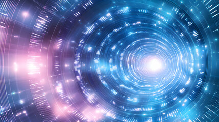 Obraz premium Abstract Circular Light Tunnel, background, blue, bright, circle, data