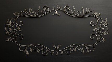 Fototapeta premium Elegant Gold Floral Frame on Dark Background