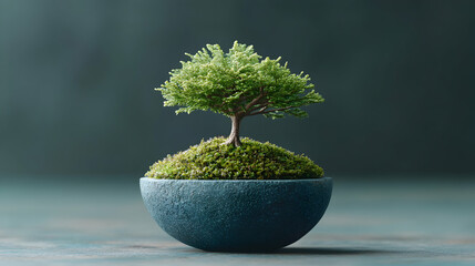 Miniature Bonsai Tree in a Modern Pot, miniature tree, small tree, potted plant, greenery, nature
