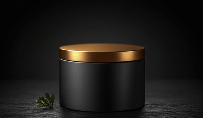 Elegant Black Gold Geometric Podium Display Platform for Premium Product Showcase in Modern Studio Background