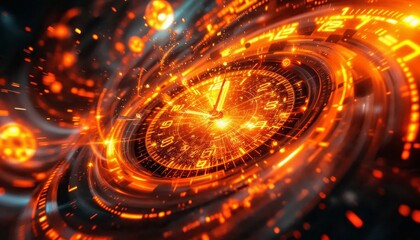 Futuristic Clock, Time, Technology, Abstract