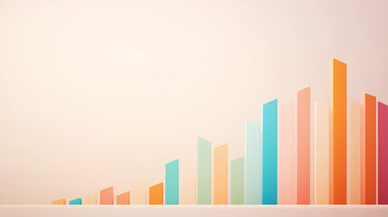 Dynamic bar graph with colorful geometric design representing growth and progress. vibrant colors create engaging visual for data analysis and presentations