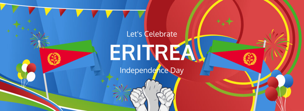 Eritrea Independence Day modern greeting banner. 24 May Happy Eritrea National Day. Holiday abstract concept in flag colors. Great for event like carnival, feast poster, support, culture and tourism - Powered by Adobe