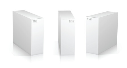 Set of Super Realistic White Box Mockup illustration Design isolated 