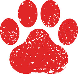 肉球の形の赤い落款素材