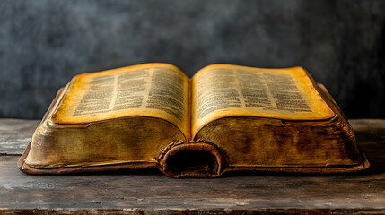Antique Book Open on Wooden Table, old book, open book, bible, scripture, holy book