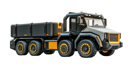 Naklejka premium Heavy-duty truck designed for construction and industrial applications in urban settings isolated on transparent background