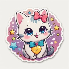 Cat Sticker , Kitty decal, Feline sticker, Cat illustration, Kitten badge, Cat design, Purrfect sticker, Cat motif, Feline graphic, Cat-themed sticker, Whiskered sticker.