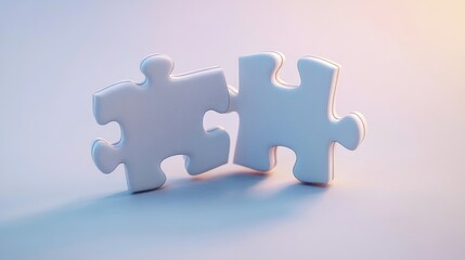 Obraz premium Interlocking White Puzzle Pieces in Minimalist Design