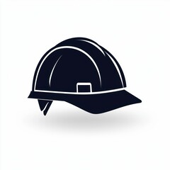 a minimalist black-and-white illustration of a construction hard hat, symbolizing safety, industry, and professional craftsmanship in a clean design.