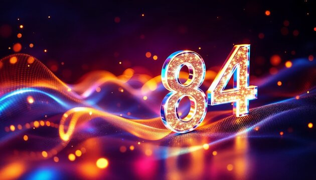 Eighty Four Number, Sparkling Lights, Festive Background - Powered by Adobe