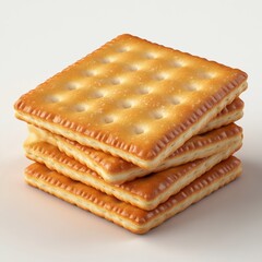 golden square crackers with a crispy texture, exuding simplicity and deliciousness in a minimal design.