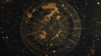 Obraz premium Celestial Chart Depicting Constellations in Gold
