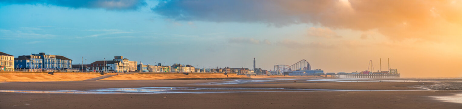 Beautiful skyline panorama of Black pool beach. England