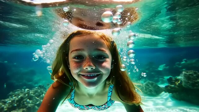 Joyful Underwater Girl: A Captivating Underwater Portrait
