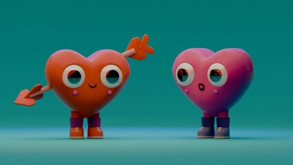 Cute Cartoon Hearts with Playful Expressions