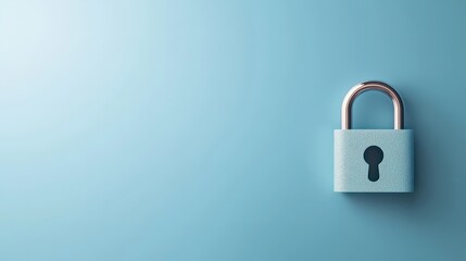 Fototapeta premium Modern Blue Lock on a Light Blue Background