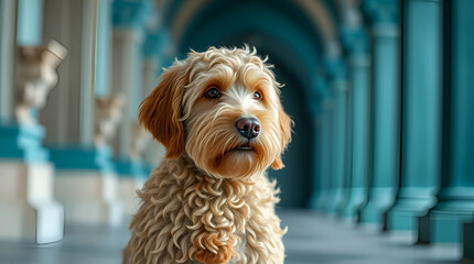 A portrait of a brown Schnauzer, a small, furry terrier breed, sits with adorable, fluffy hair in this isolated photo