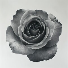 a stunning black-and-white illustration of a rose, showcasing intricate details and delicate shading, symbolizing timeless beauty and elegance.