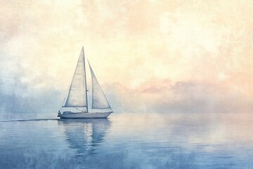Solitary Sailboat Sailing Calm Ocean Waters
