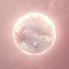 Fototapeta premium Pink Planet Glowing in Dusty Rose Sky